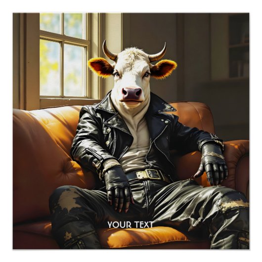 Fantasy Schattigee Koe Leather Couch Perfect Poster (Voorkant)