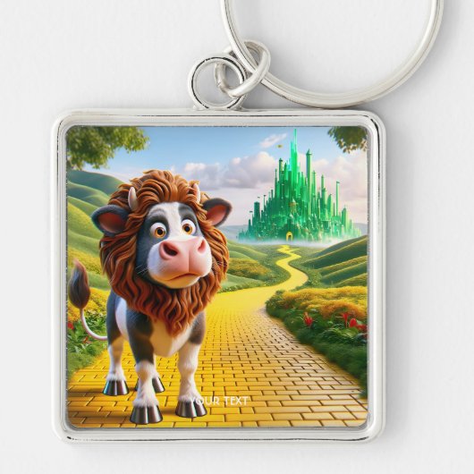 Fantasy Schattigee Koe Lion Road Sleutelhanger (Voorkant)