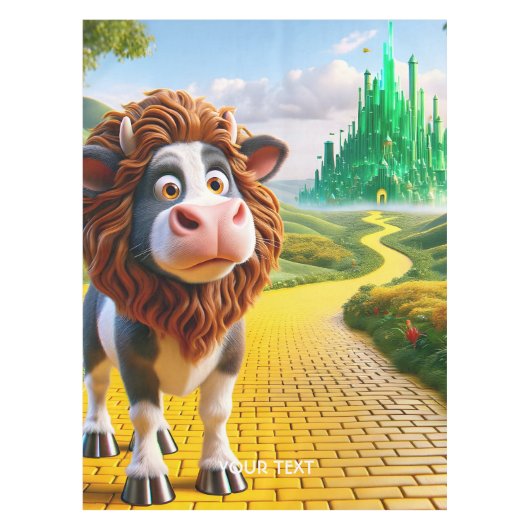 Fantasy Schattigee Koe Lion Road Tafelkleed (Voorkant)