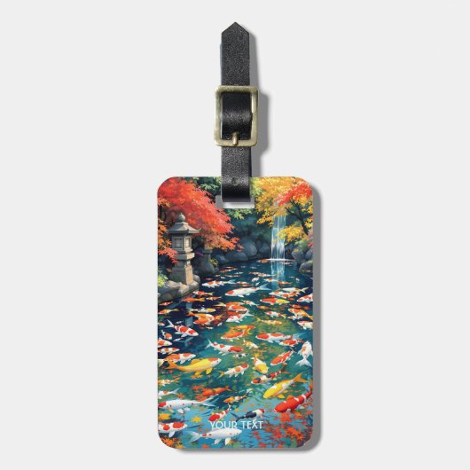 Fantasy Schattigee Koi Visvijver Bagagelabel (Voorkant verticaal)