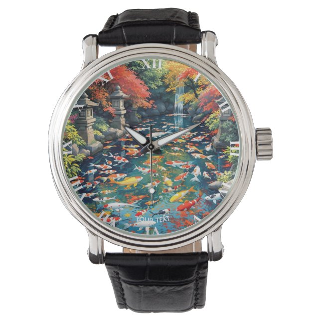 Fantasy Schattigee Koi Visvijver Horloge (Voorkant)