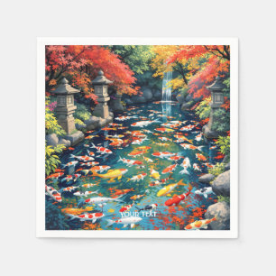 Fantasy Schattigee Koi Visvijver Servet