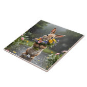 Fantasy Schattigee konijnenbloemen regen Tegeltje (Zijkant)