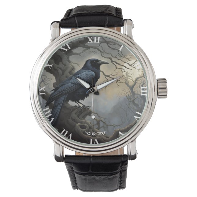 Fantasy Schattigee kraaiboom duisternis Horloge (Voorkant)