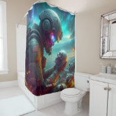 Fantasy Schattigee krijger ruimte rouw Douchegordijn (In situ)