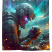 Fantasy Schattigee krijger ruimte rouw Douchegordijn (Voorkant)