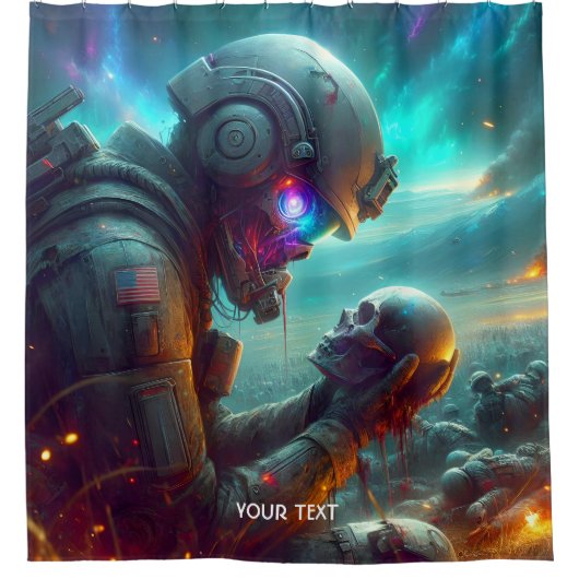 Fantasy Schattigee krijger ruimte rouw Douchegordijn (Voorkant)