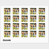 Fantasy Schattigee kudde wilde paarden Vierkante Sticker (Vel)