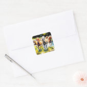 Fantasy Schattigee kudde wilde paarden Vierkante Sticker (Envelop)