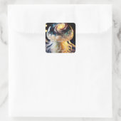Fantasy Schattigee kwal Space Stars Vierkante Sticker (Tas)