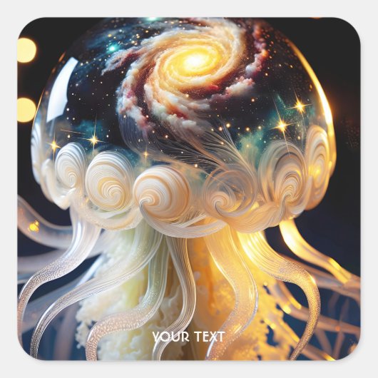 Fantasy Schattigee kwal Space Stars Vierkante Sticker (Voorkant)