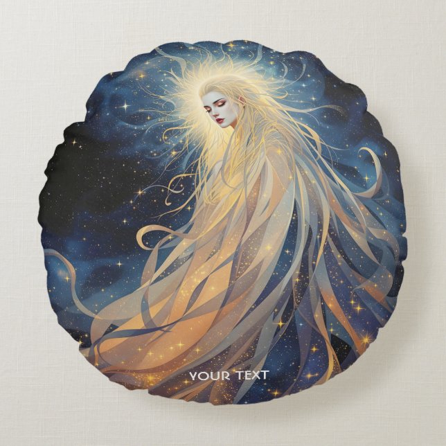 Fantasy Schattigee Lady Space Stars Rond Kussen (Voorkant)