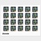 Fantasy Schattigee Leek Artisjok Alien Vierkante Sticker (Vel)