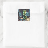 Fantasy Schattigee Leek Artisjok Alien Vierkante Sticker (Tas)