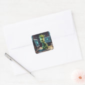 Fantasy Schattigee Leek Artisjok Alien Vierkante Sticker (Envelop)