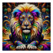 Fantasy Schattigee leeuwenkleuren dansen Perfect Poster (Voorkant)