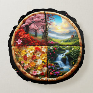 Fantasy Schattigee lente delicaat pizza Rond Kussen