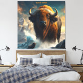 Fantasy Schattigee levendige bloemen grote buffel Canvas Afdruk (Insitu (Slaapkamer))