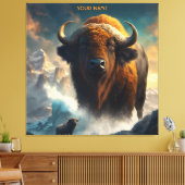 Fantasy Schattigee levendige bloemen grote buffel Canvas Afdruk (Insitu (Woonkamer))