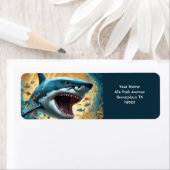 Fantasy Schattigee levendige bloemen haaiengolf Etiket (Insitu)