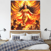 Fantasy Schattigee levendige godin Durga Battle Canvas Afdruk (Insitu (Slaapkamer))