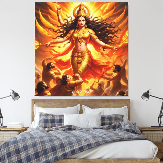 Fantasy Schattigee levendige godin Durga Battle Canvas Afdruk (Insitu (Slaapkamer))