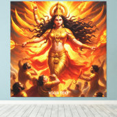 Fantasy Schattigee levendige godin Durga Battle Canvas Afdruk (Insitu (Houten vloer))