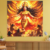 Fantasy Schattigee levendige godin Durga Battle Canvas Afdruk (Insitu (Woonkamer))