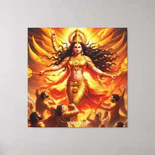 Fantasy Schattigee levendige godin Durga Battle Canvas Afdruk