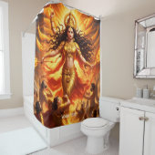 Fantasy Schattigee levendige godin Durga Battle Douchegordijn (In situ)