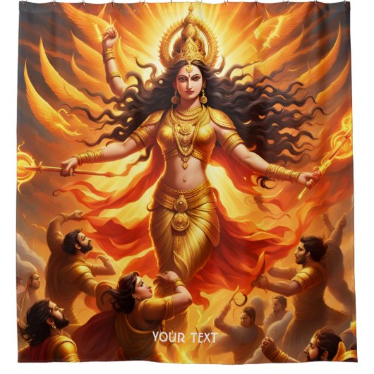 Fantasy Schattigee levendige godin Durga Battle Douchegordijn (Voorkant)