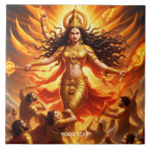 Fantasy Schattigee levendige godin Durga Battle Tegeltje (Voorkant)