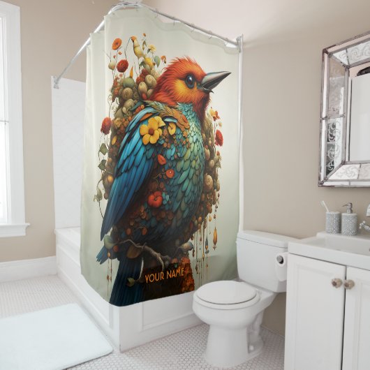 Fantasy Schattigee levendige majestueuze vogelbloe Douchegordijn (In situ)