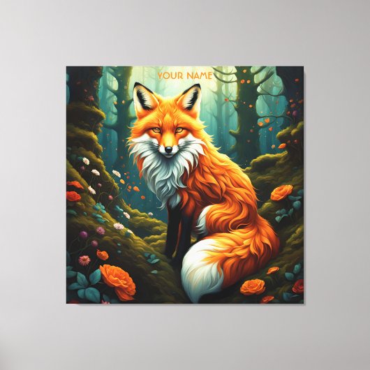 Fantasy Schattigee levendige majestueuze vossenblo Canvas Afdruk (Voorkant)