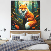 Fantasy Schattigee levendige majestueuze vossenblo Canvas Afdruk (Insitu (Slaapkamer))