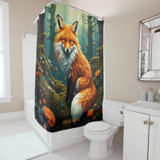 Fantasy Schattigee levendige majestueuze vossenblo Douchegordijn (In situ)