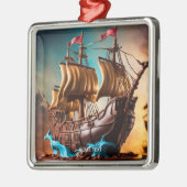 Fantasy Schattigee levendige piratenscheepstaart Metalen Ornament (Links)