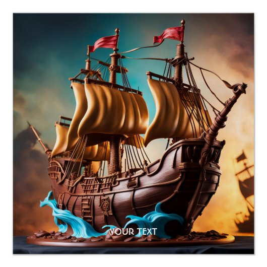 Fantasy Schattigee levendige piratenscheepstaart Perfect Poster (Voorkant)