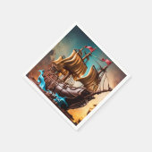 Fantasy Schattigee levendige piratenscheepstaart Servet (Hoek)