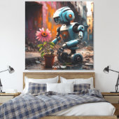Fantasy Schattigee levendige robot City Flower Canvas Afdruk (Insitu (Slaapkamer))