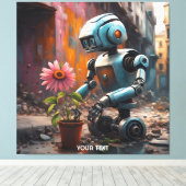Fantasy Schattigee levendige robot City Flower Canvas Afdruk (Insitu (Houten vloer))