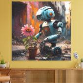 Fantasy Schattigee levendige robot City Flower Canvas Afdruk (Insitu (Woonkamer))