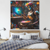 Fantasy Schattigee levendige robot met verfkwast Canvas Afdruk (Insitu (Slaapkamer))