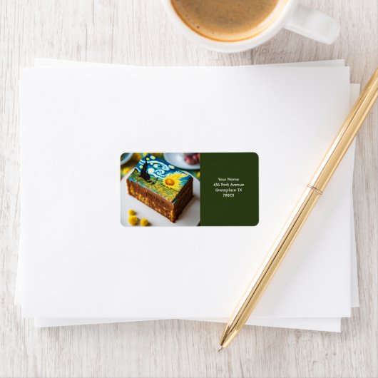 Fantasy Schattigee levendige Van Gogh taart Etiket (Insitu)