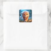 Fantasy Schattigee Lion Cub Sterren Vierkante Sticker (Tas)