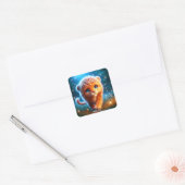 Fantasy Schattigee Lion Cub Sterren Vierkante Sticker (Envelop)