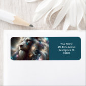 Fantasy Schattigee Lion Space Stars Etiket (Insitu)