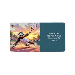 Fantasy Schattigee luiaard die tennis speelt Etiket