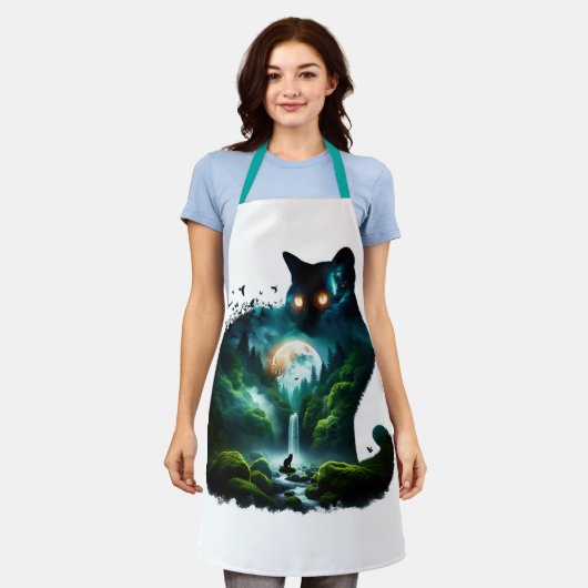Fantasy Schattigee Maan Waterval Cat Schort (Gedragen)