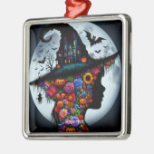 Fantasy Schattigee meisje heks Halloween Metalen Ornament (Links)